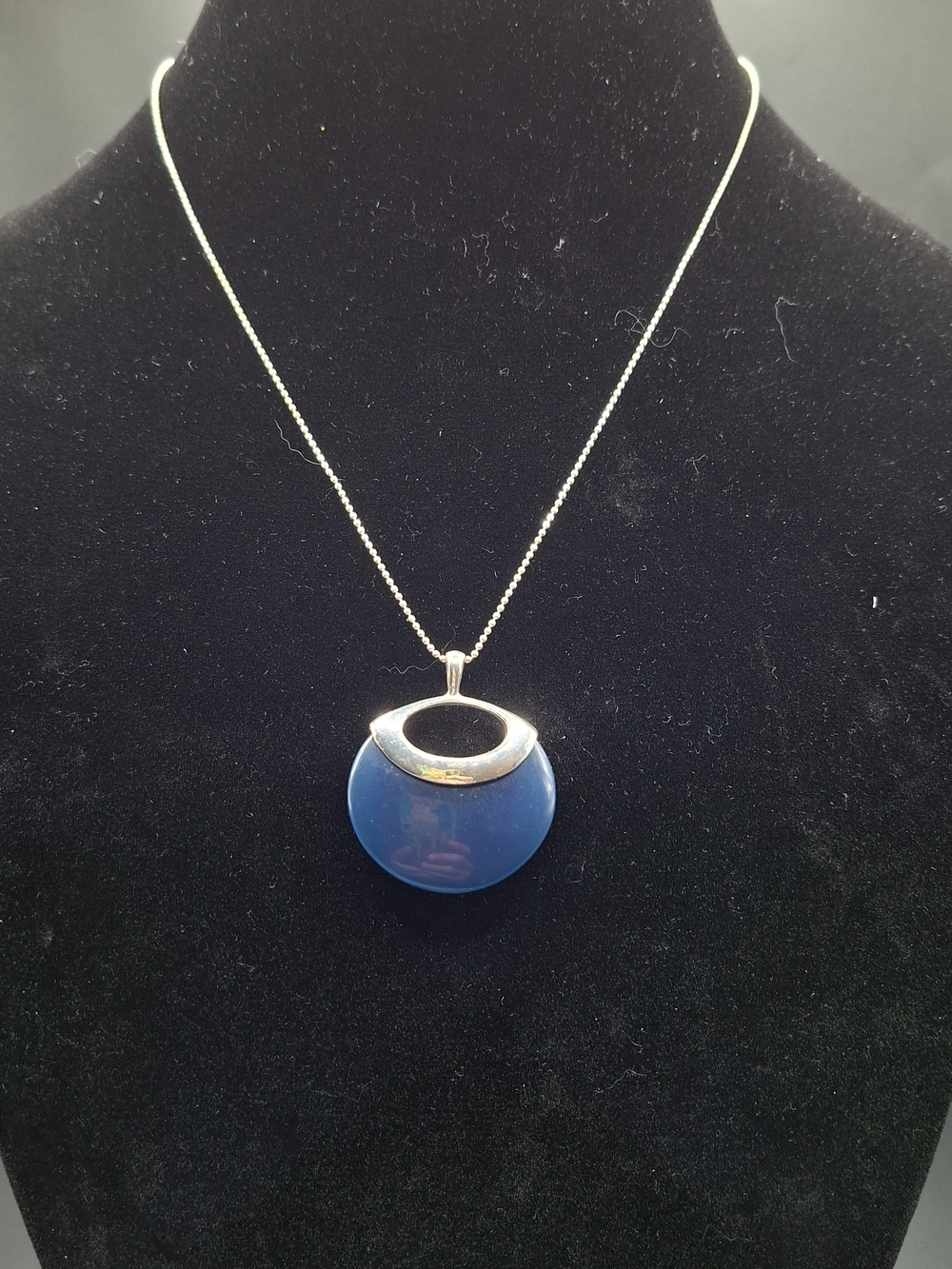 Blue Pendant Necklace with Silver Accent - Women's Jewelry